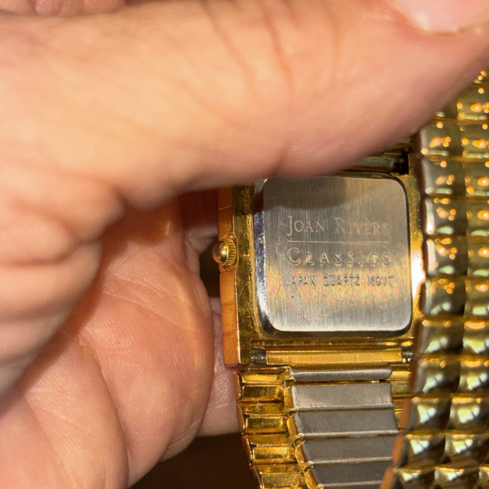Joan Rivers Classics Quartz Analog Gold Dial Square Gold Bracelet Dress Watch