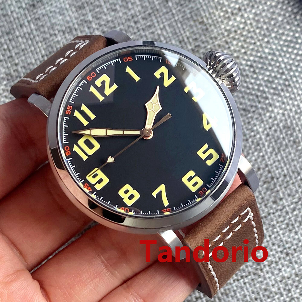 46.5mm Tandorio Sapphire Glass NH35A PT5000 Auto Movement Big Men Watch Luminous