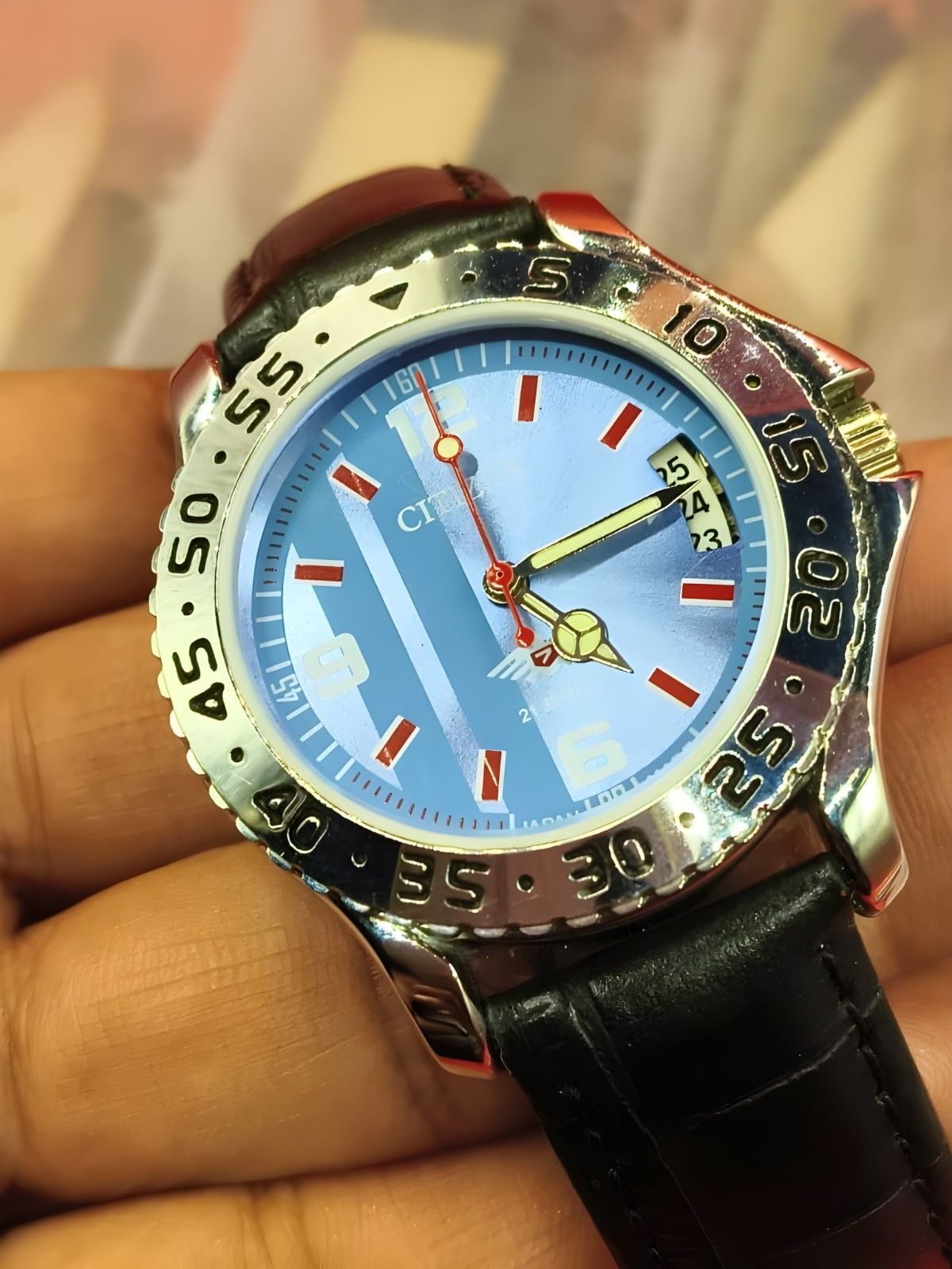 Automatic 8200 21Jewels Restored Blue Dial Date Mens Watch Vintage 45
