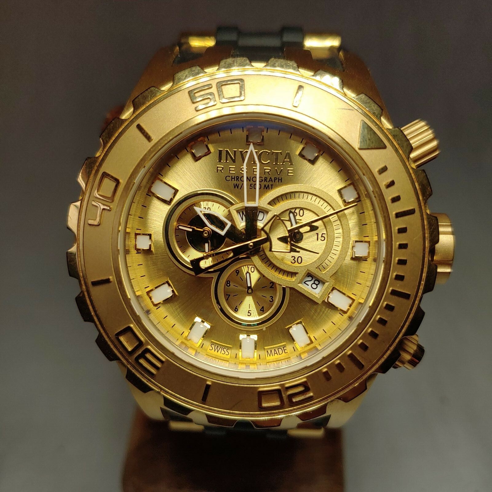 INVICTA SUBAQUA MENS QUARTZ 52MM GOLD CASE ONLY-Needs new Battery