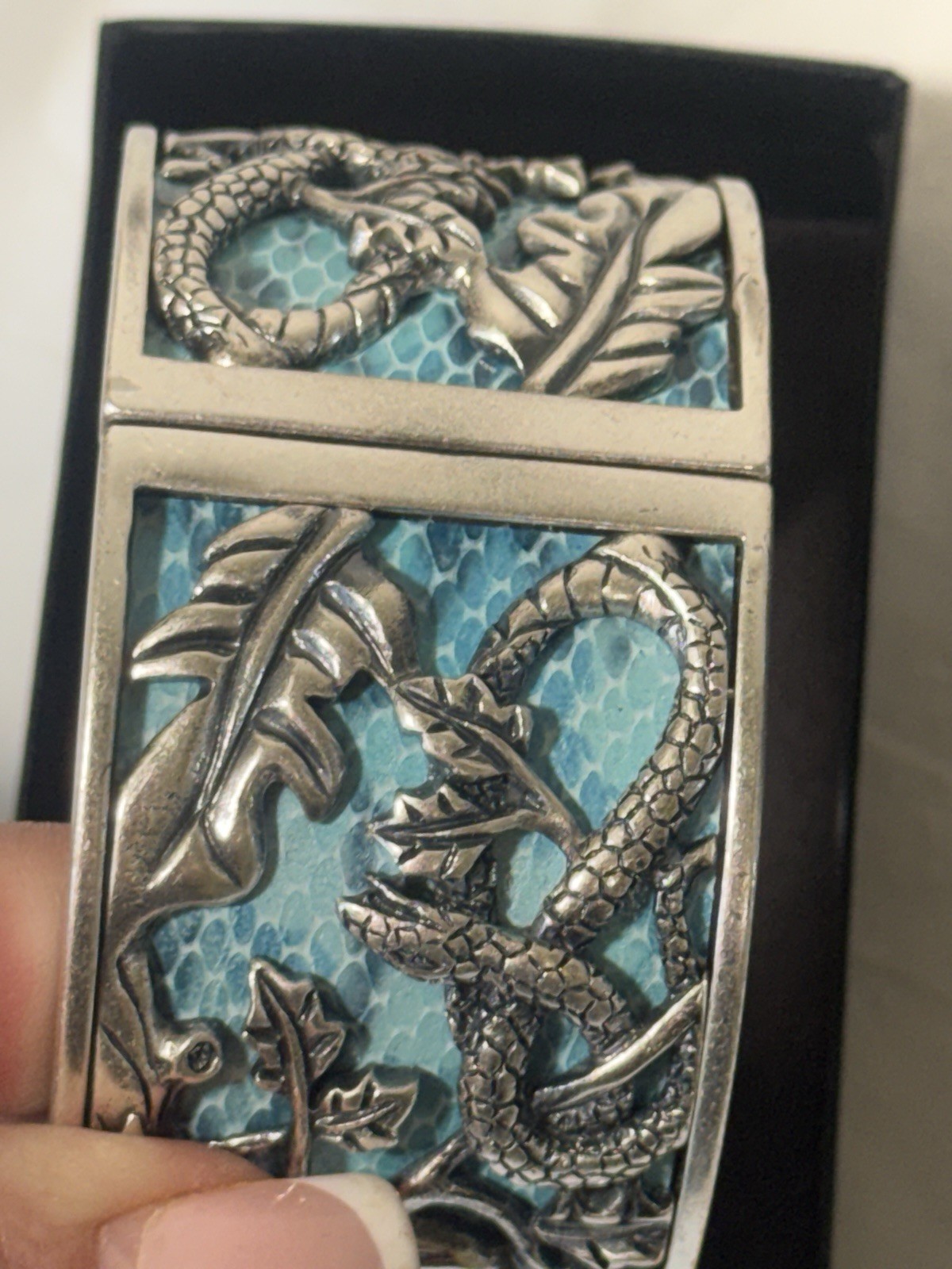 Chi By Falchi Garden Of Eden Silver tone Reptile Cuff Watch bangle BRACELET NEW