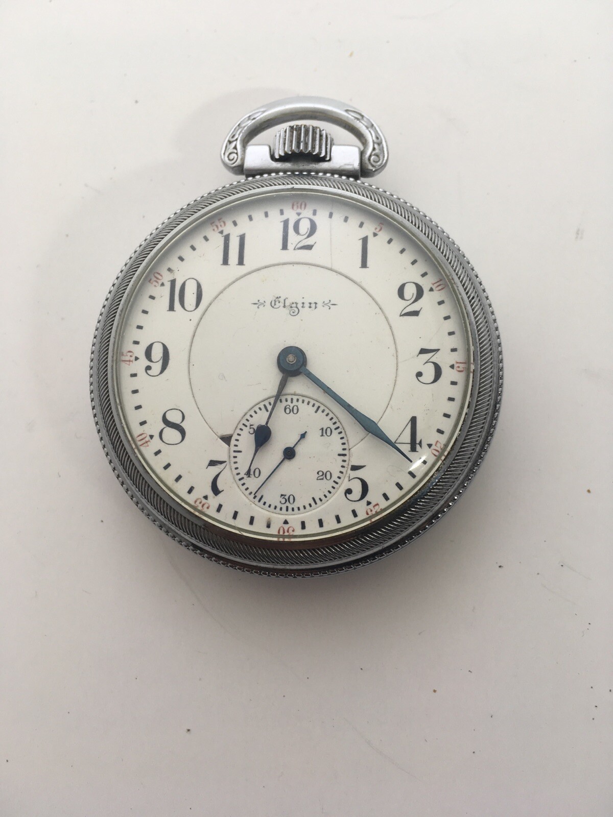 1904 ELGIN 240 BW RAYMOND 18s Railroad Pocket Watch 19j Coin Edge Case model 8