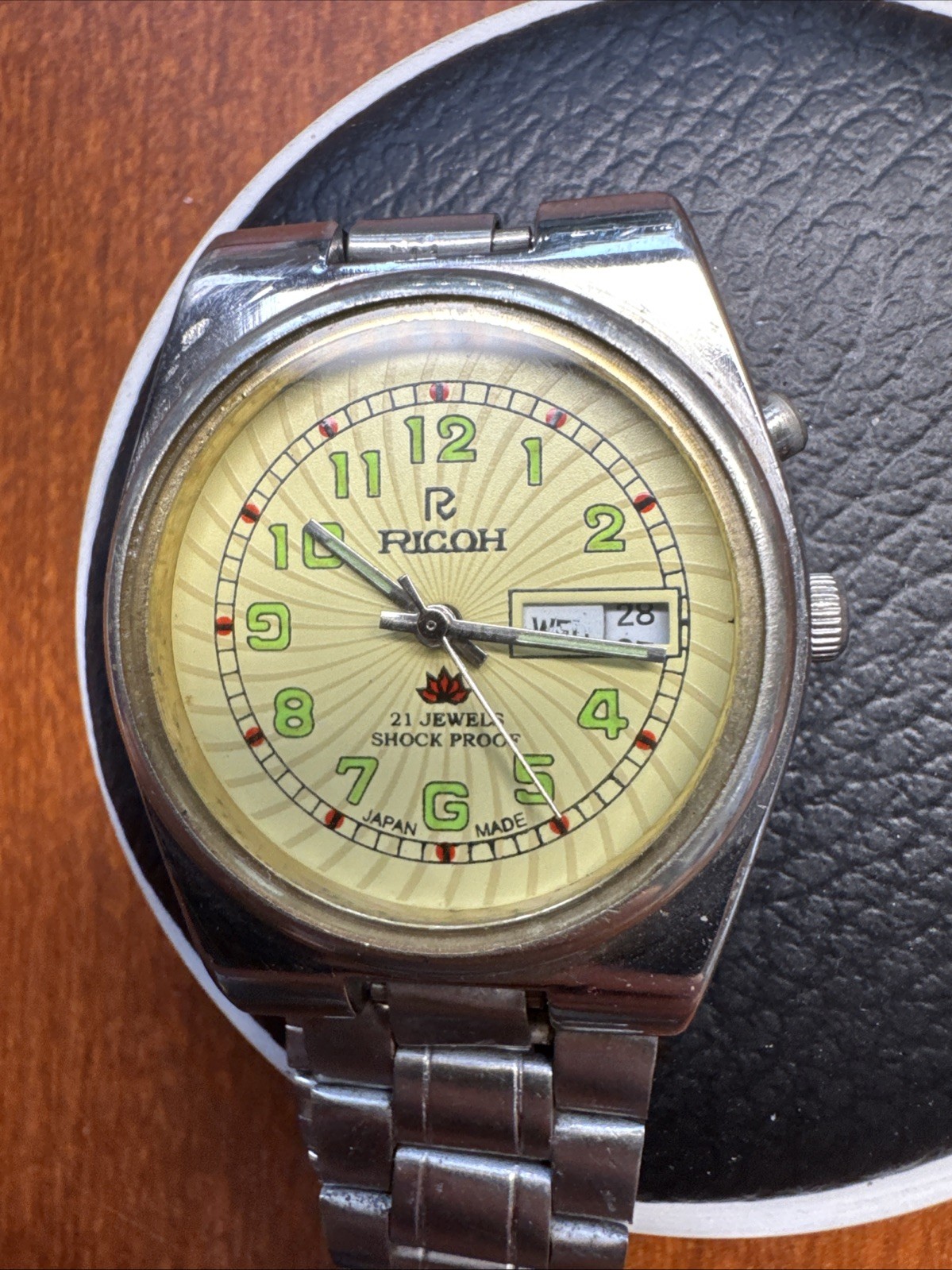 Vintage Ricoh Automatic 21 Jewels Men’s Wrist Watch 35mm Day Date AS IS!