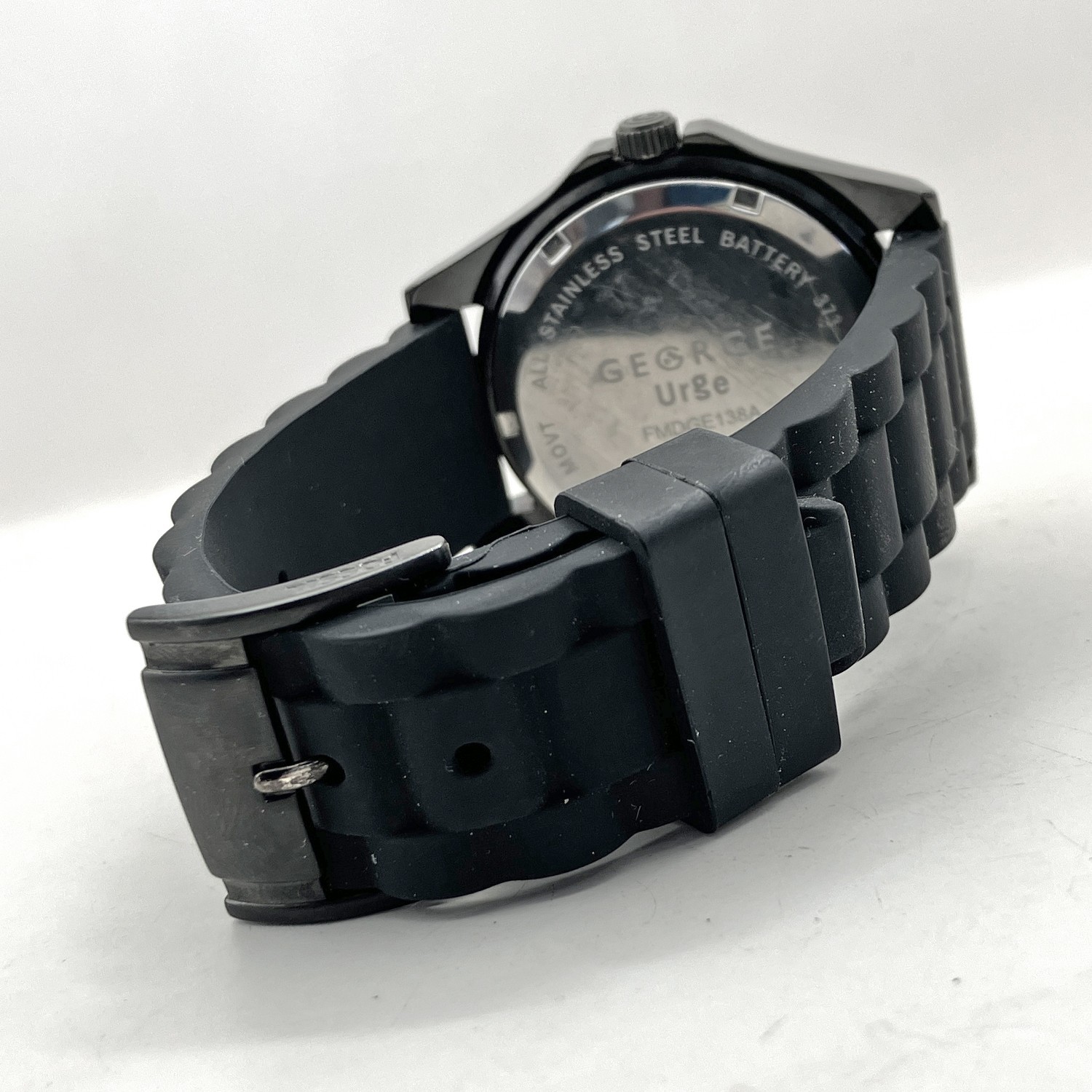 George Urge Multi Function Day Date Watch Black Steel WR 330ft 42mm Mens