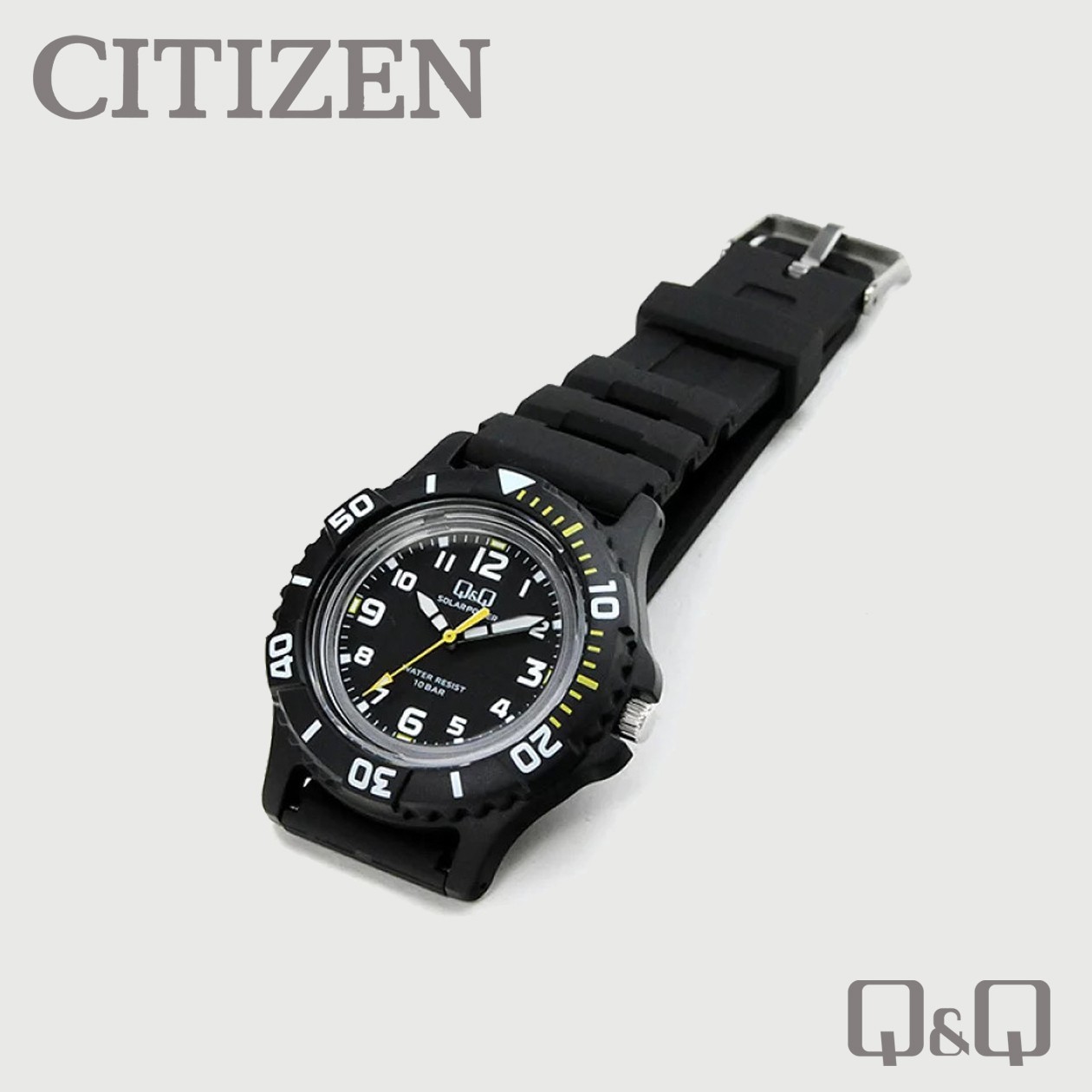 CITIZEN Q&Q Solar Divers Style Watch 100m (10ATM) Black E02A-001VK JDM Model