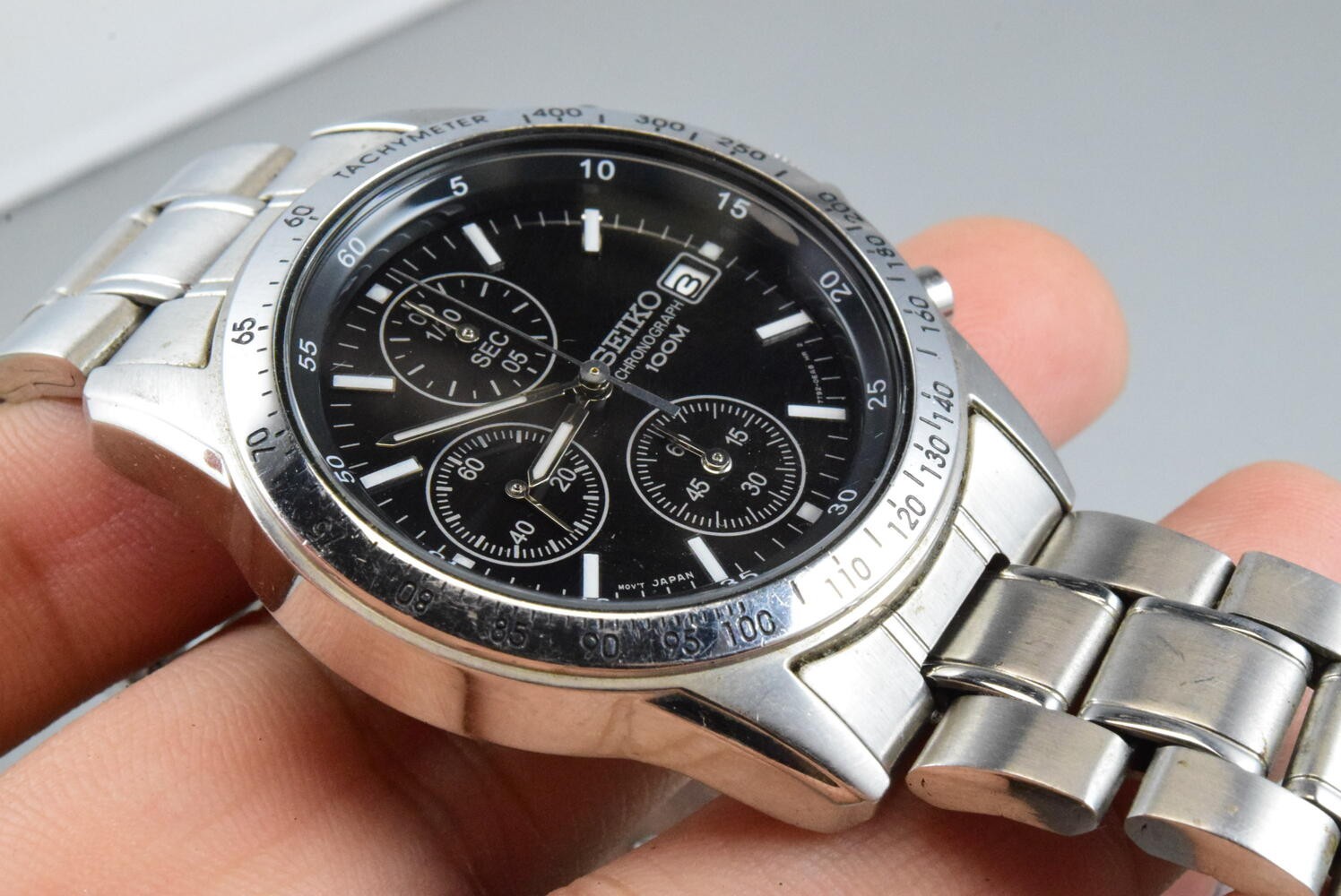 Vintage watch Seiko Chronograph 7T92-0DW0 Black Men Quartz Round 40mm