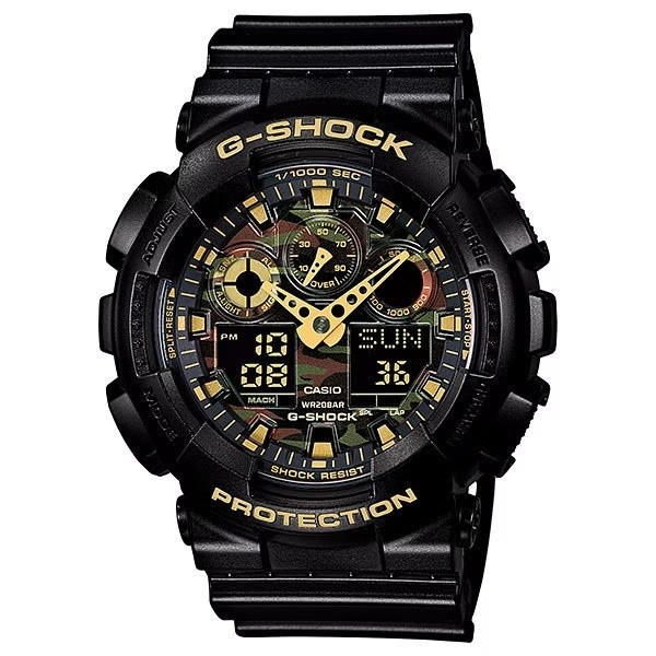 New Casio G SHOCK GA 100CF 1A9JF BIG CASE Camouflage Military 20 ATM Water Resis