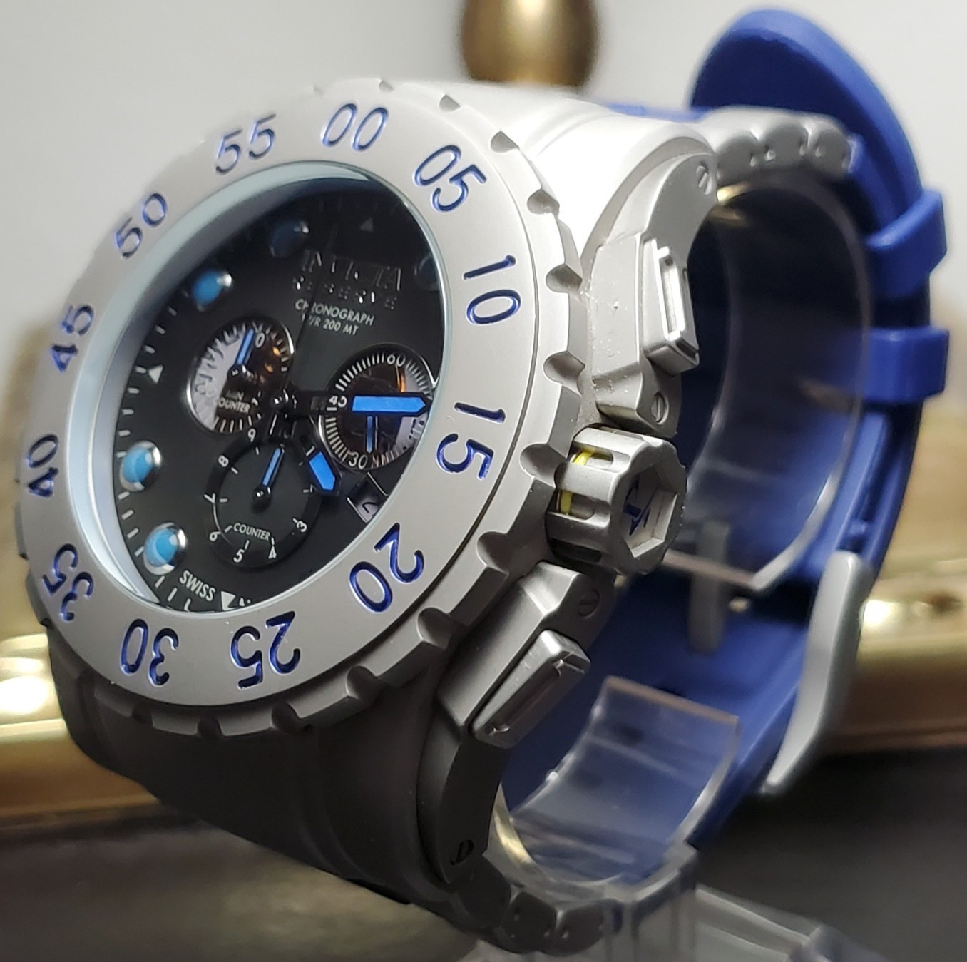 INVICTA RESERVE DIVER LEVIATHAN 0800 STAINLESS 200M 52mm MEN’S WATCH GRAY BLUE