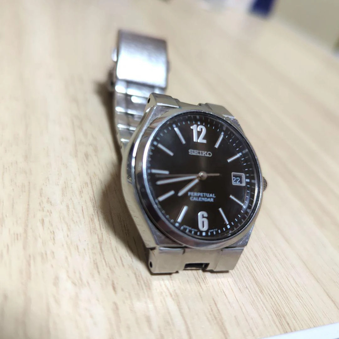 SEIKO Perpetual Calendar 8F32-00M0 Quartz Watch 36mm Black Dial Stainless Steel