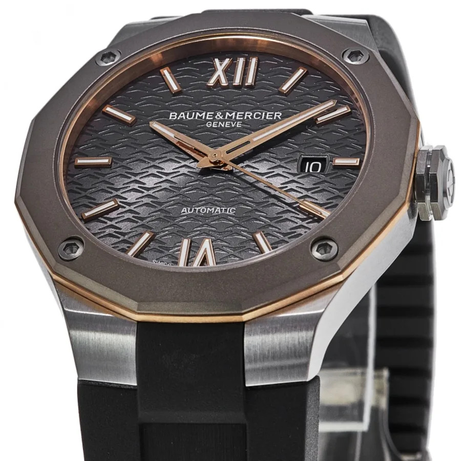 New Baume & Mercier Riviera Automatic Grey Dial Rubber Strap Men’s Watch 10660