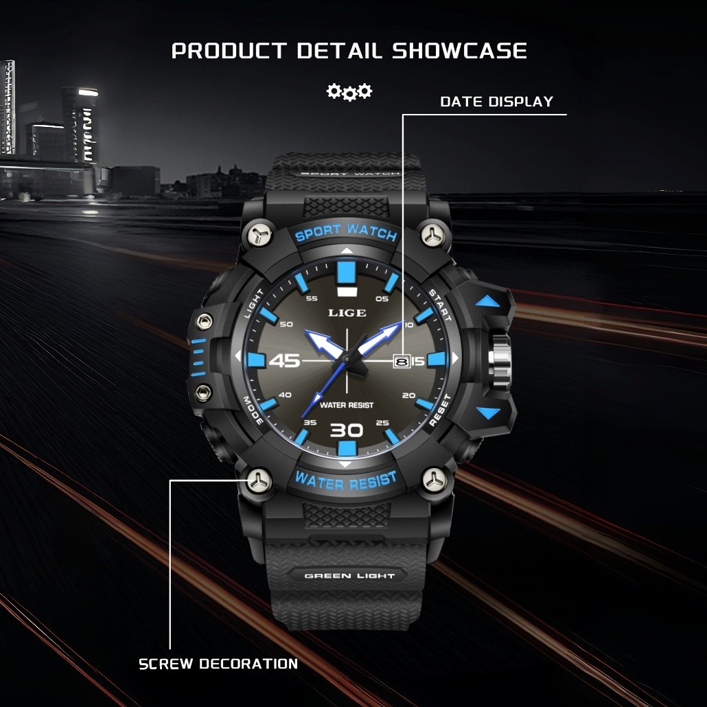 Men Watch Quartz Date Luminous Waterproof Military Tactical Sport Man Wristwatch