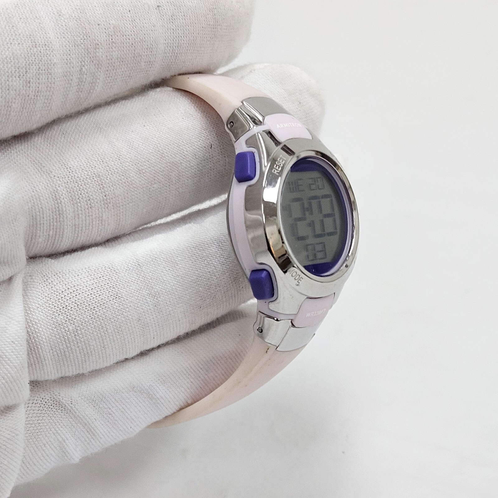 Armitron Pro Sport Digital Day Date Alarm Timer Pink & Purple Silicone Watch