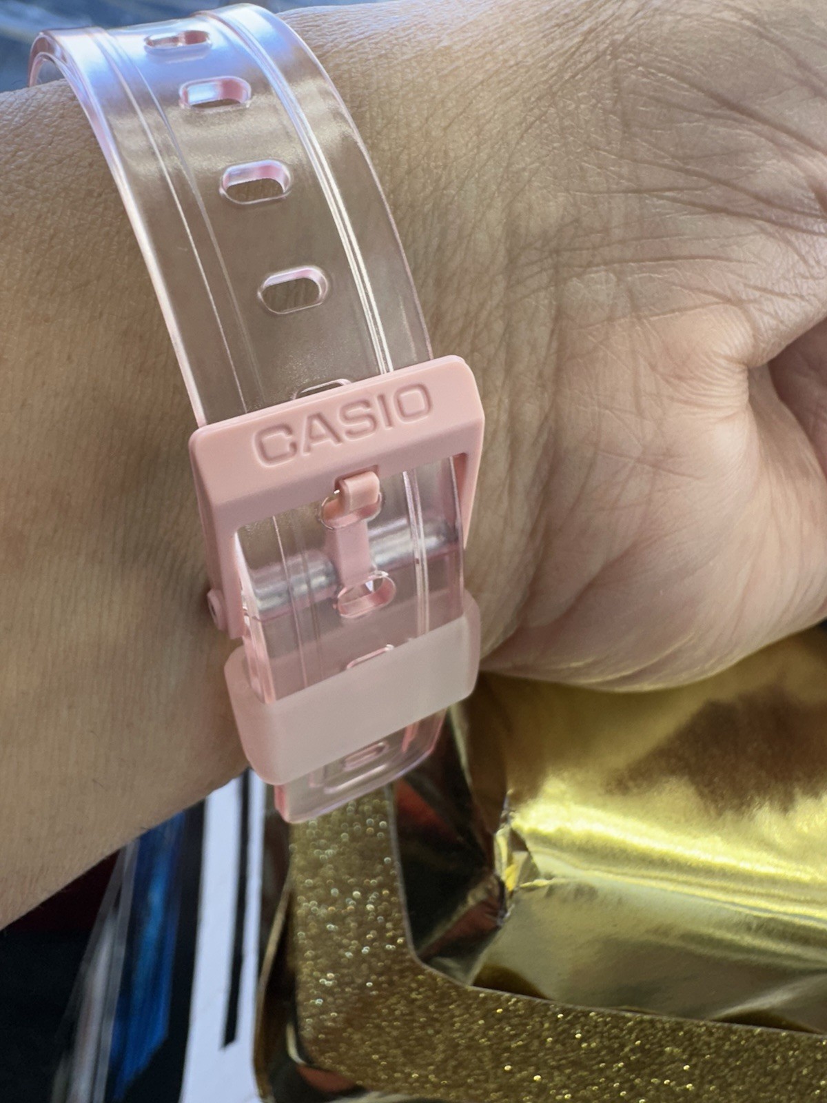 Casio F91WS-4, Digital Chronograph Watch, Pink Jelly Resin Band, Alarm, Date,