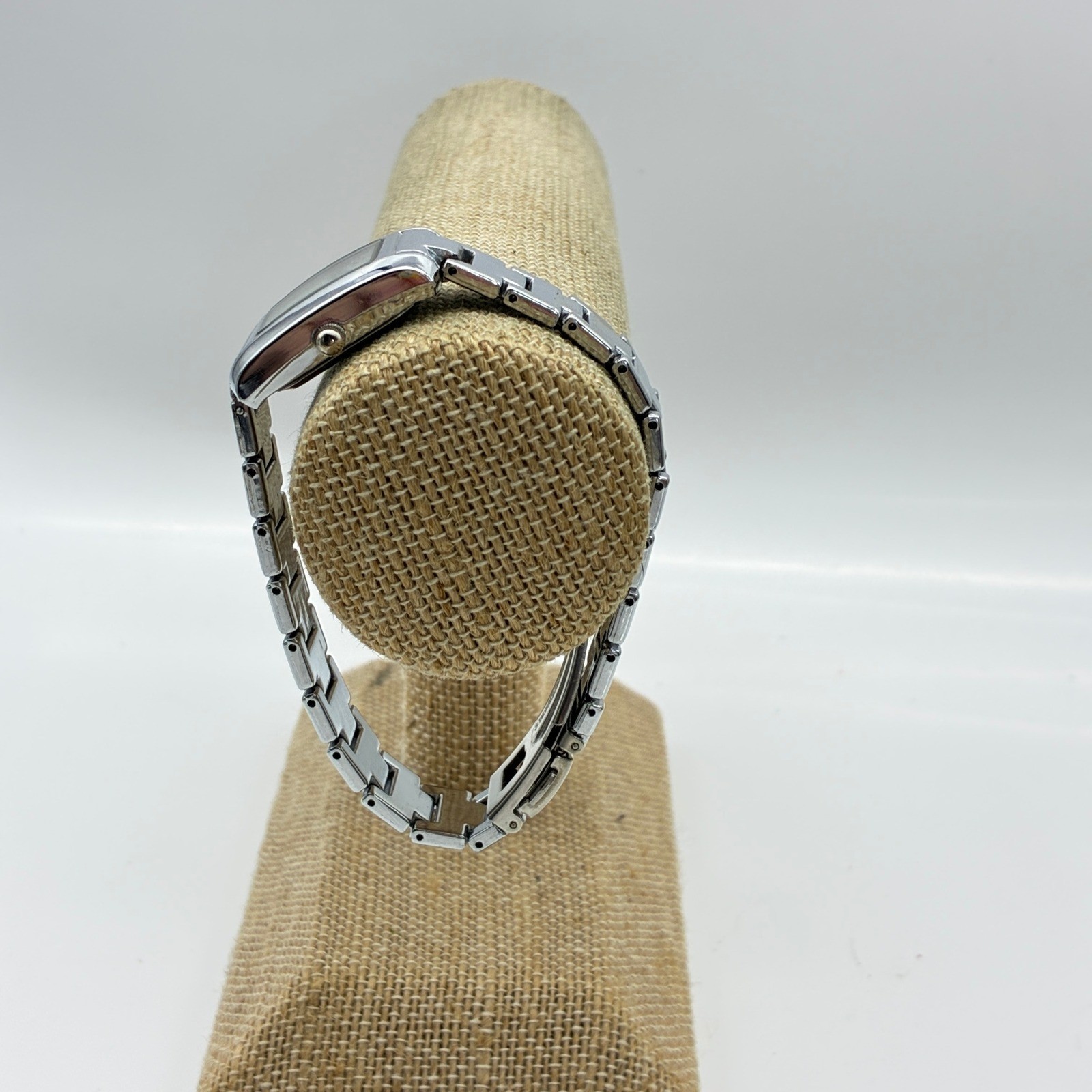 Stainless Steel Quartz Watch Silver Tone Rectangular New Battery Runs