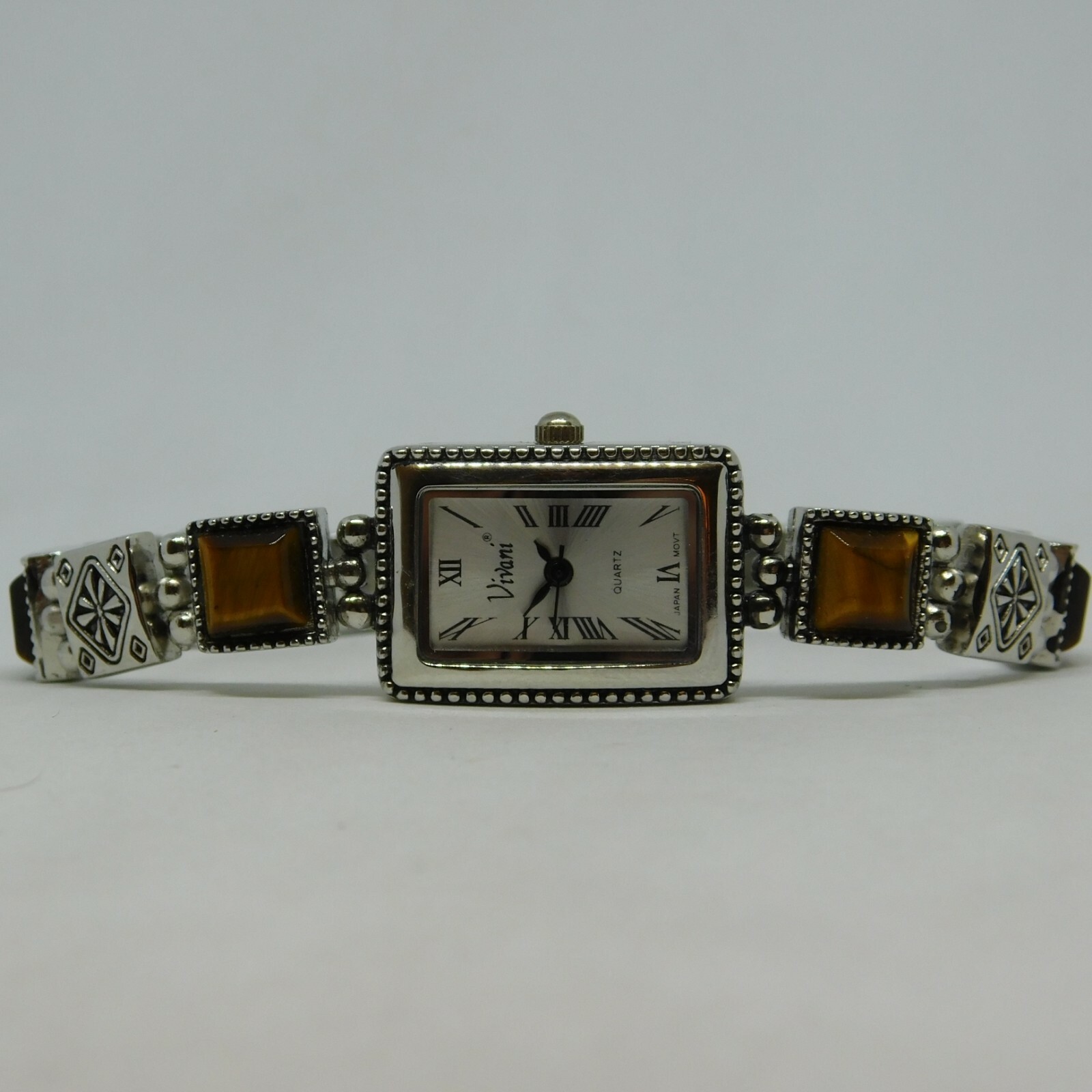 Vivani Silver Tone Stones Inlay Quartz Analog Women’s Watch Sz. 7 1/2″