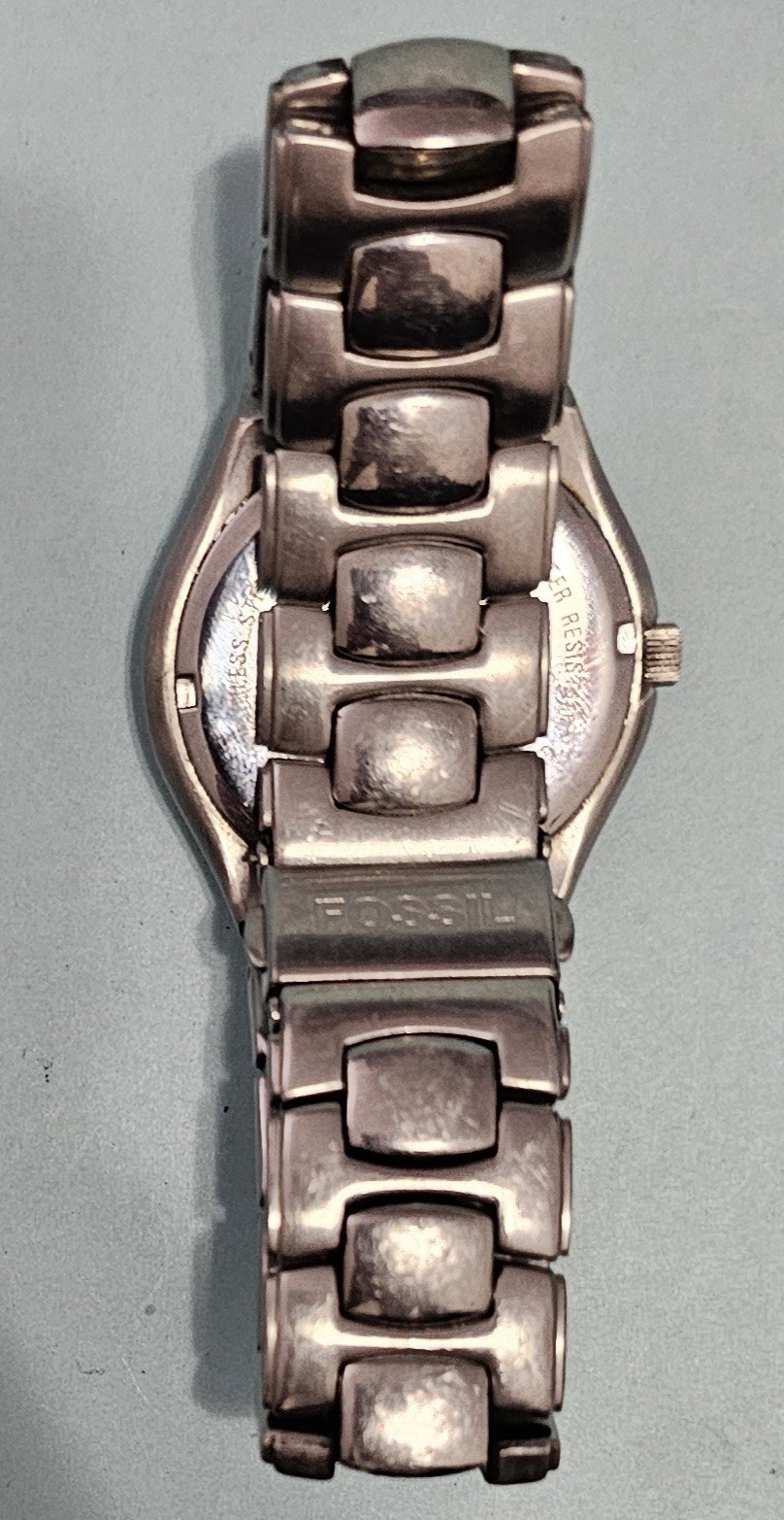 FOSSIL ARKITEKT Men’s Watch FS -2903 All SS 50 Meter Tested Works New Battery