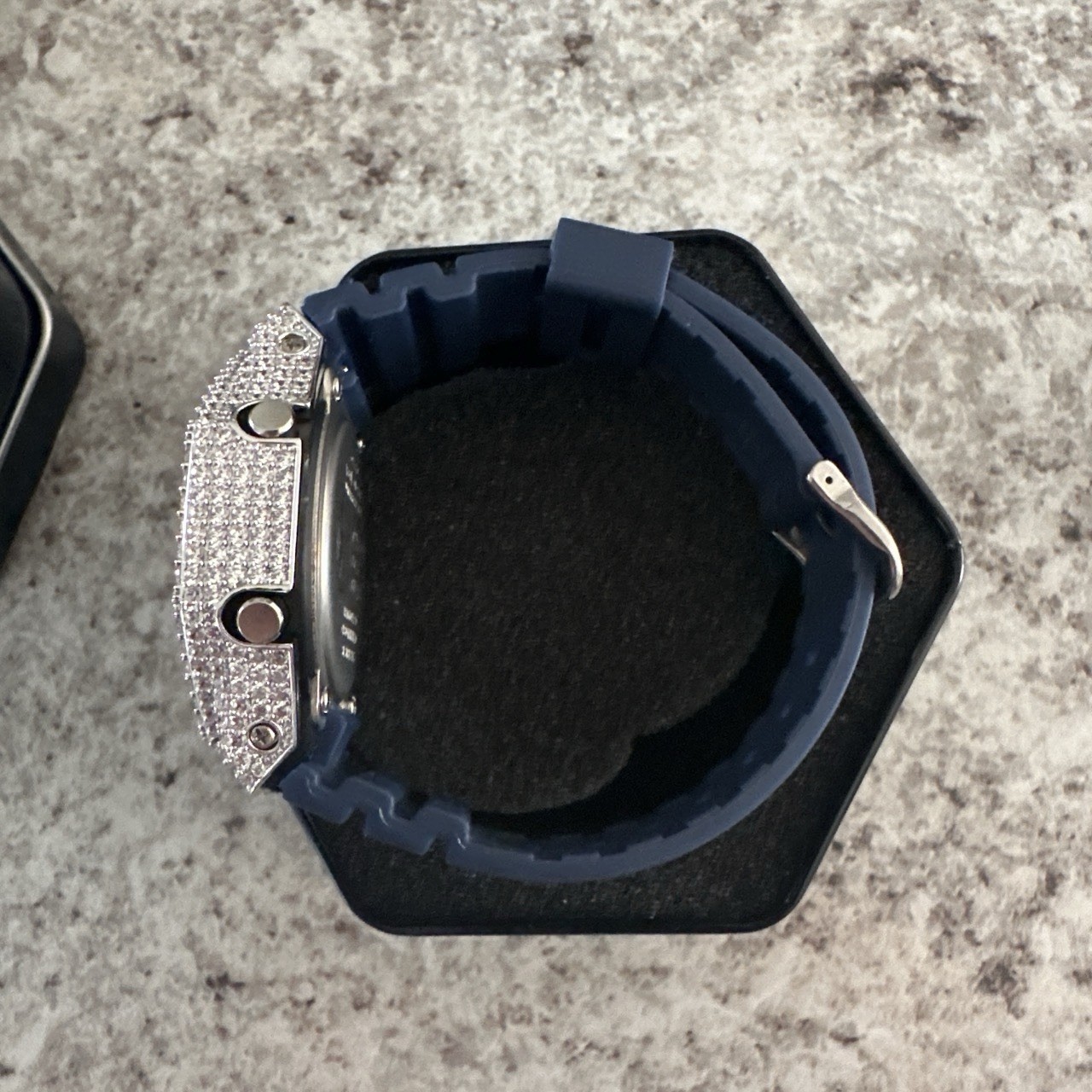 Iced Out Casio GSHOCK GA2100 Mod A5 CZ W/ Navy Blue Band BRAND NEW Box & Papers