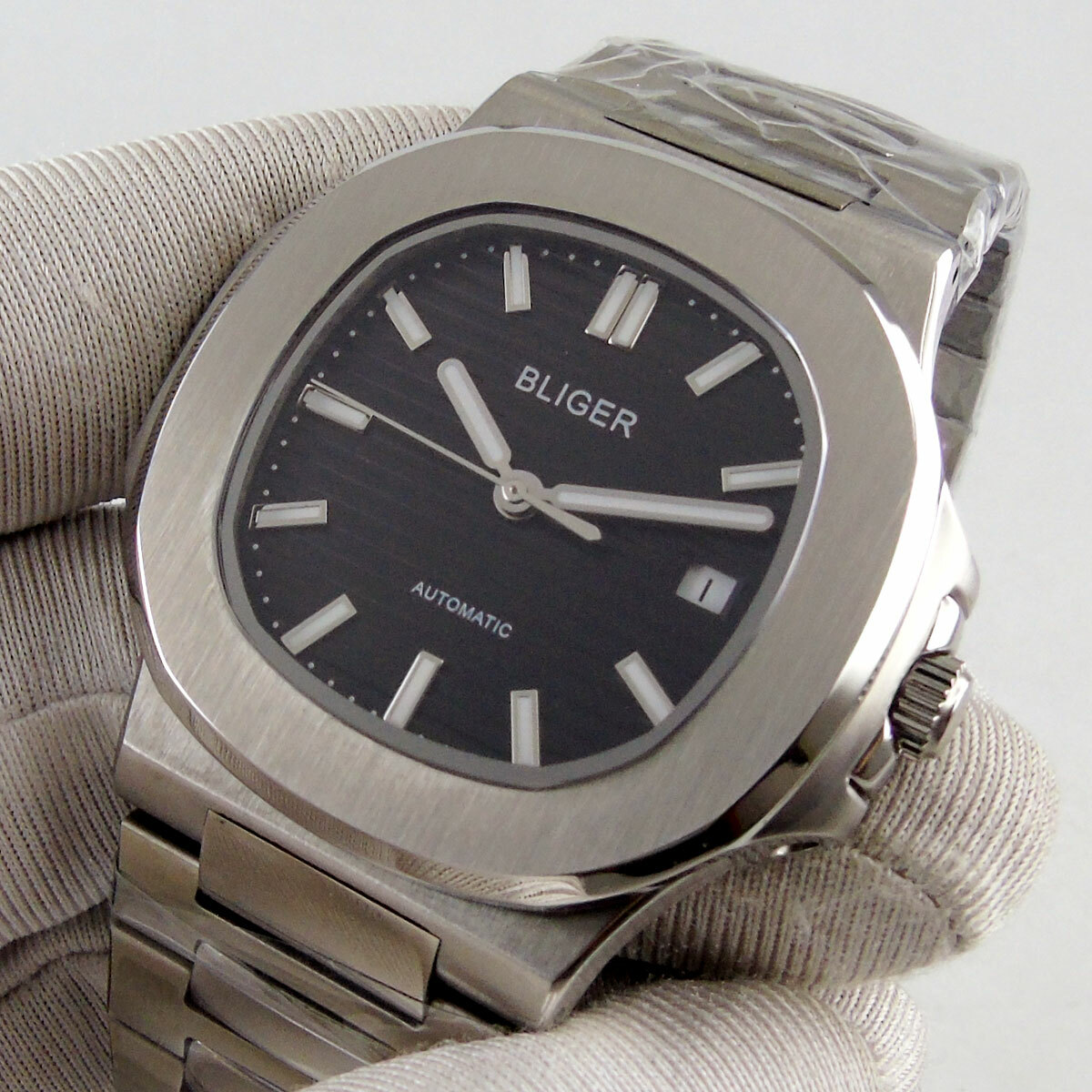 Square 40mm Bliger Black Dial Sapphire Glass PT5000 NH35A Automatic Mens Watch