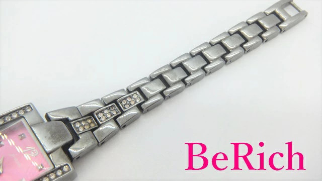 [A1R] J Axis Pink Dial SS Black Rhinestones Quartz Ladies Watch [p2v]