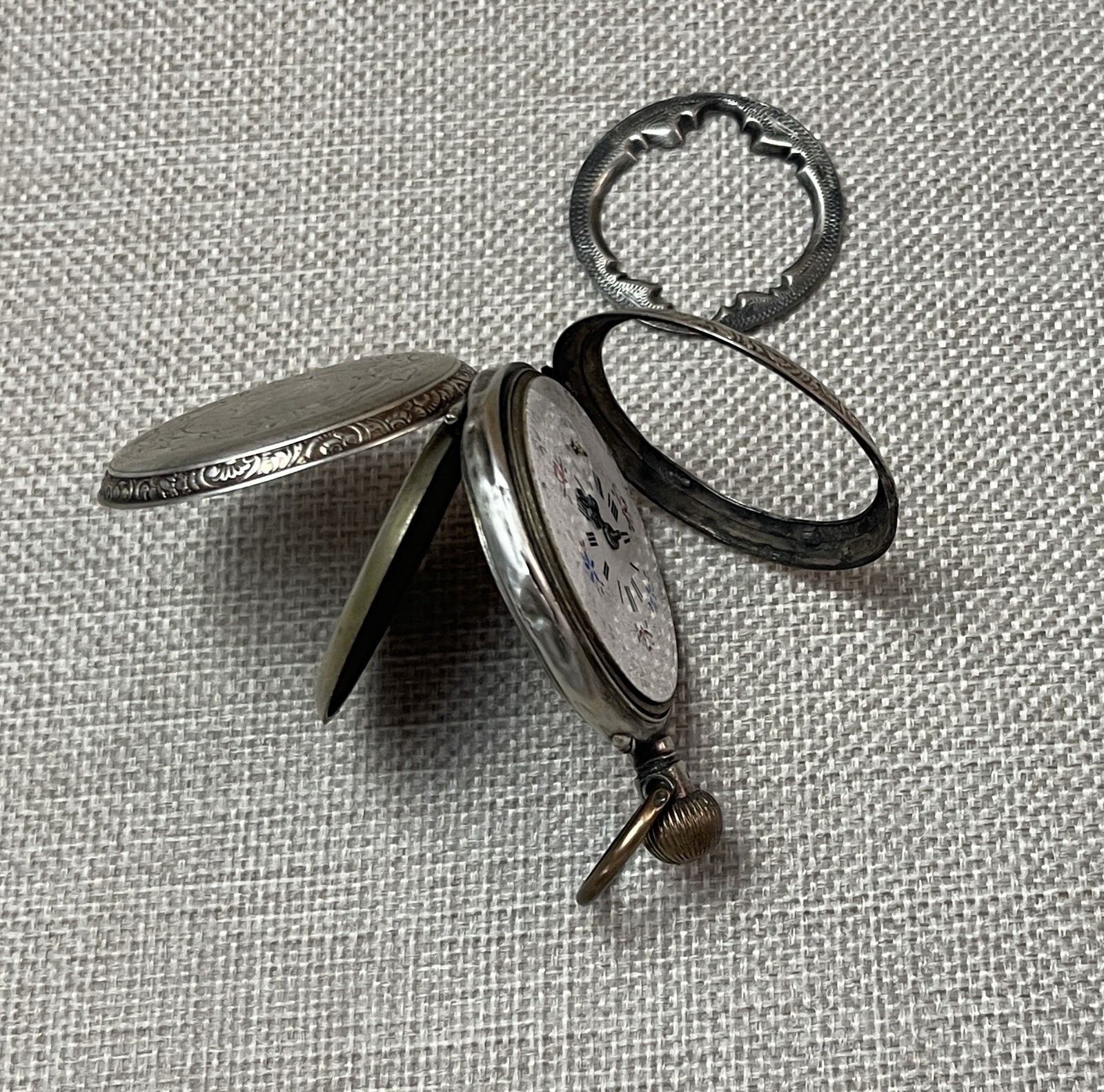Antique Cylindre 10 Rubis 800 SILVER Pocket Watch ( Parts/Repair )