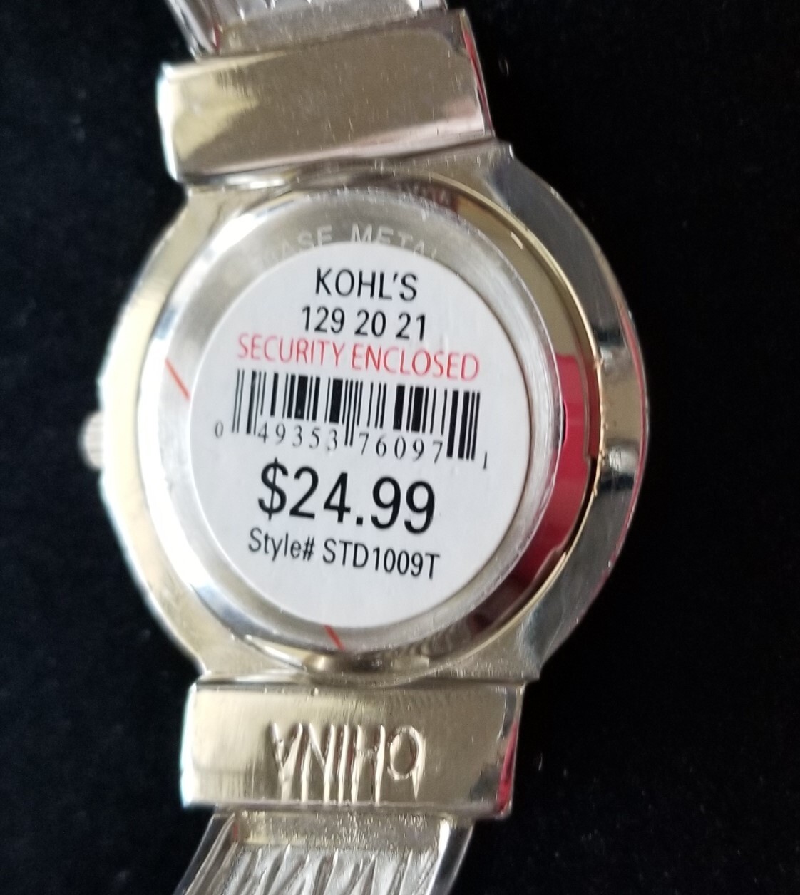 NWT Studio Time Kohl’s Silver Tone Cuff/Bangle Watch STD1009T 6.5″-7.5″ Running
