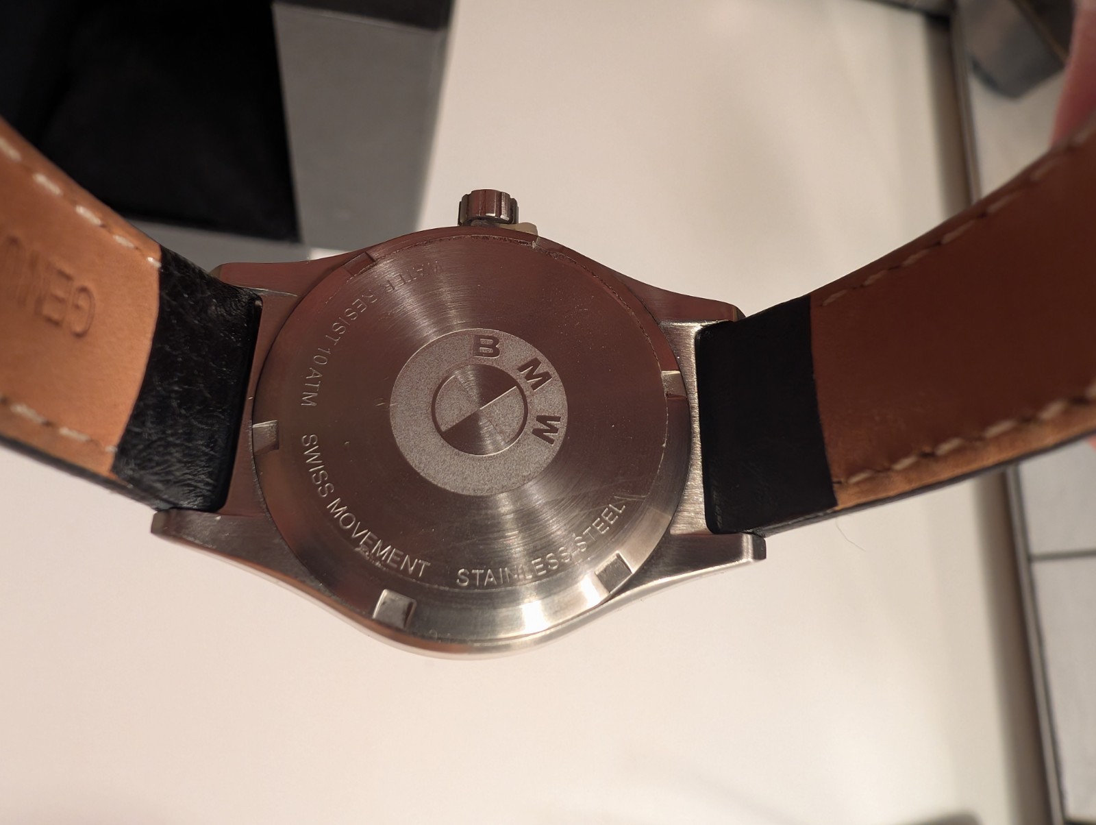 NEW MEN’S 32mm SWISS ADVERTISING “BMW” QUARTZ WATCH PERFECT CONDITION WITH BOX