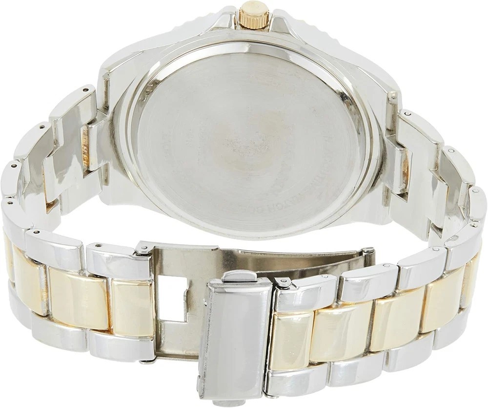 Watch with Royal Blue Dial and Fold-Over Clasp – Gold and Silver Metal Bracelet