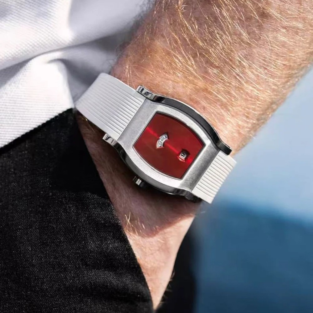 Men Jump Hour Automatic Mechanical Watch Sapphire Glass Rubber Strap Waterproof