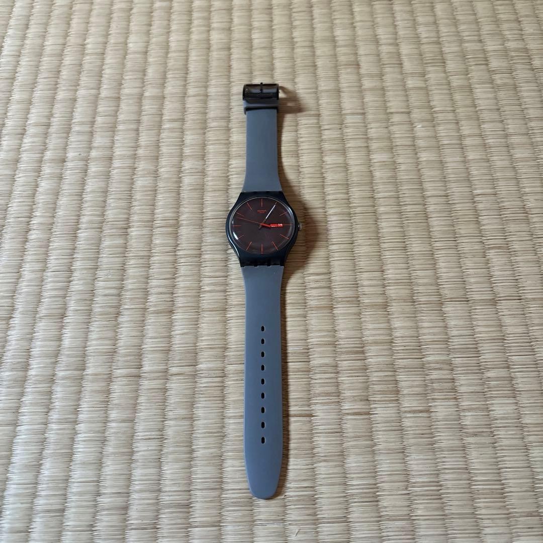 Swatch Men’S Watch Gray Black Red Simple
