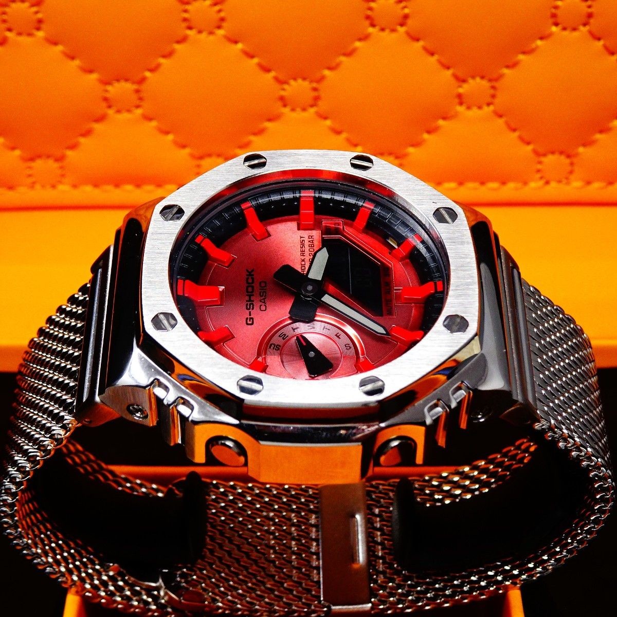 CASIO G-SHOCK GA2100RRB-4A Custom with stainless steel belt New Japan