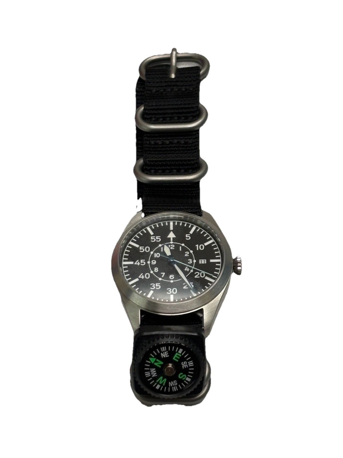 Pilot Watch 40mm Type B Flieger Miyota 8215 Sapphire Crystal NATO Compass