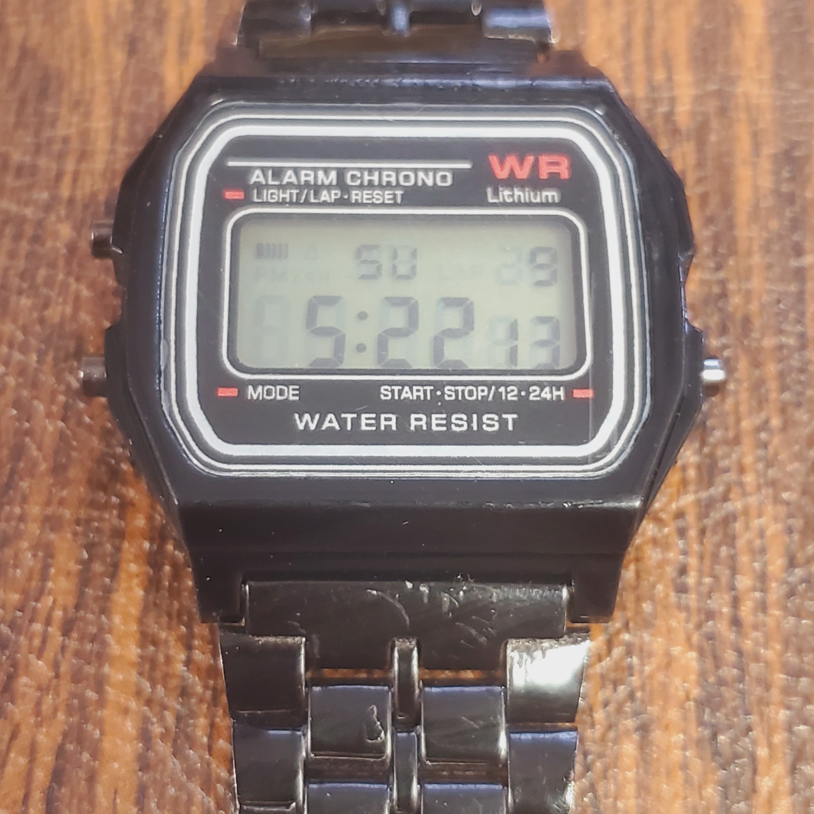 Stainless Steel Retro Digital Watch. Classic BLACK Date Time Alarm Timer US SHIP