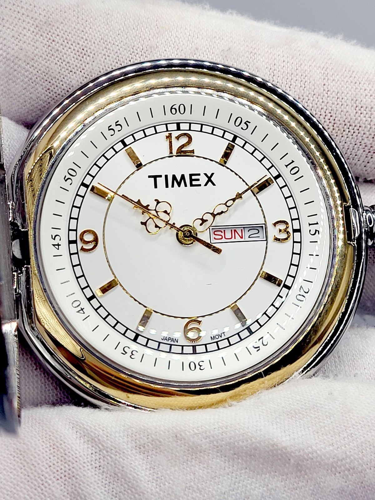 Timex Golfer Pocket Watch [NEW] 50mm Day Date Window New Battery