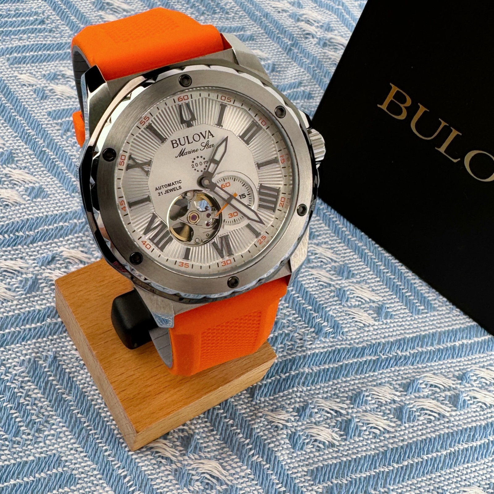New Bulova Marine Star Automatic Men’s Watch Silver Dial 45mm/98A226