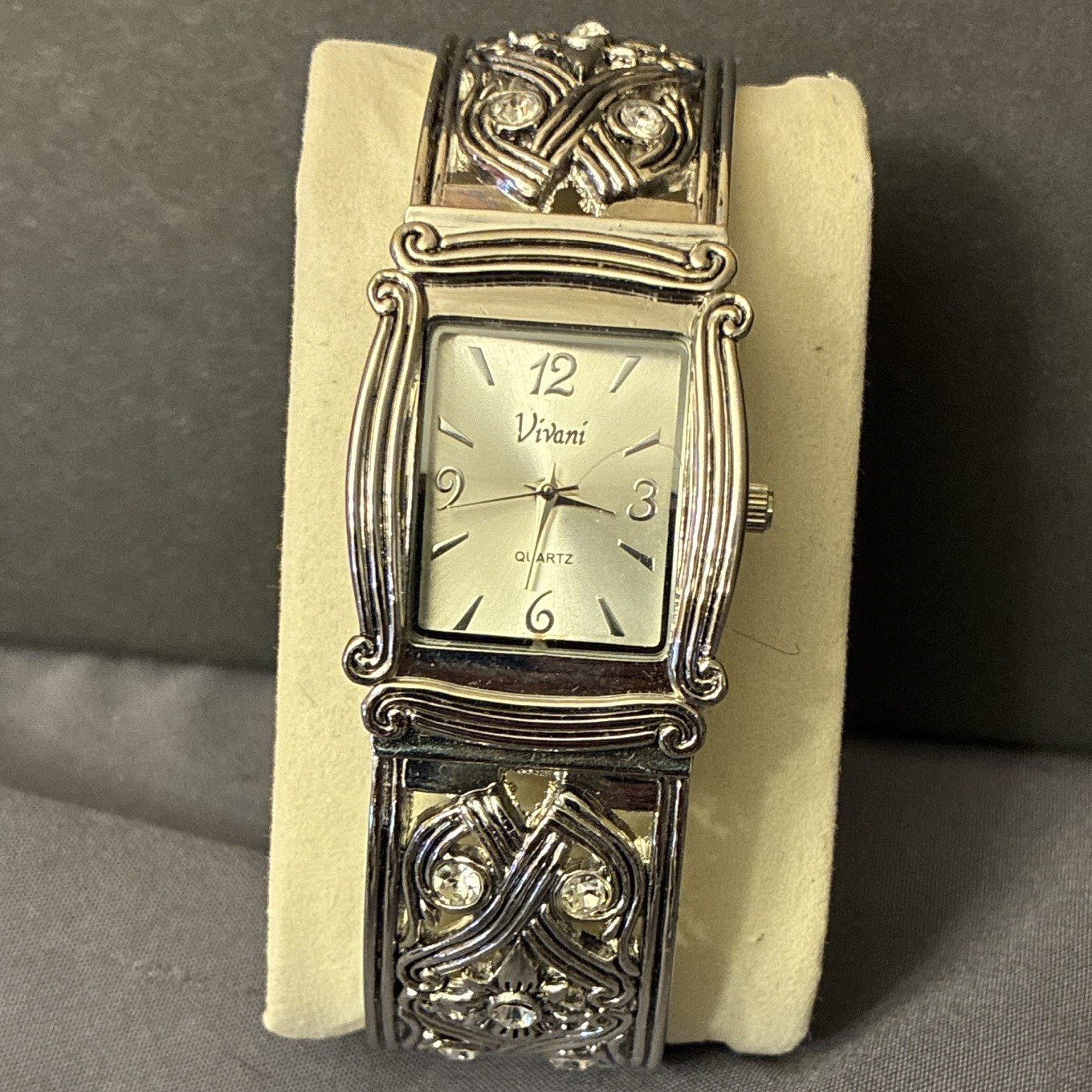 Vivani Women’s Quartz Analog Silver Tone Cuff Bracelet Rectangle Watch