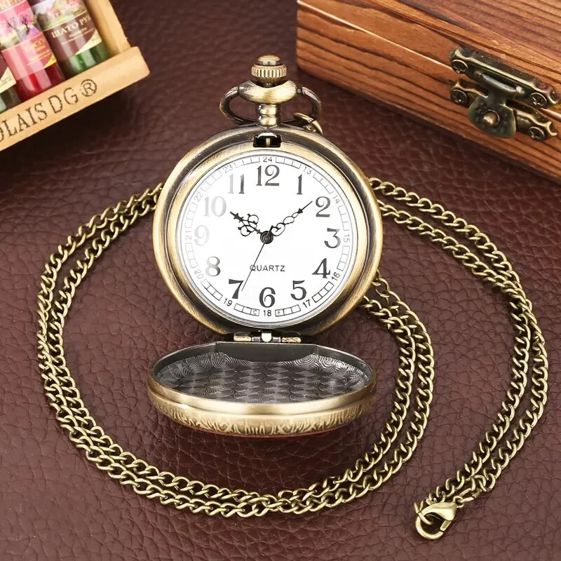 Reloj bolsillo bronce diseño retro águila cuello hueco cuarzo horóscopo regalo