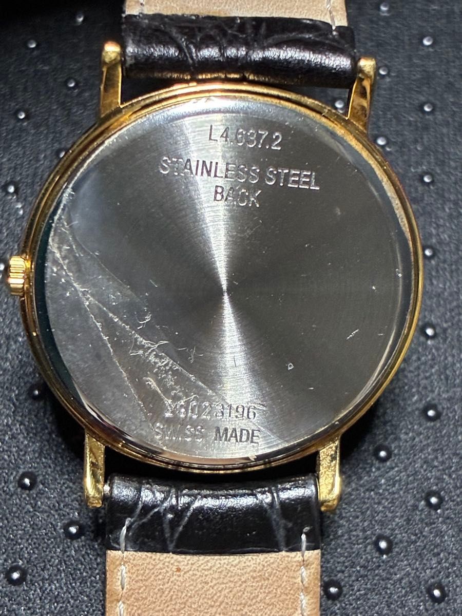 Longines Gold Dial Quartz Men’s Watch Black Leather Band Used