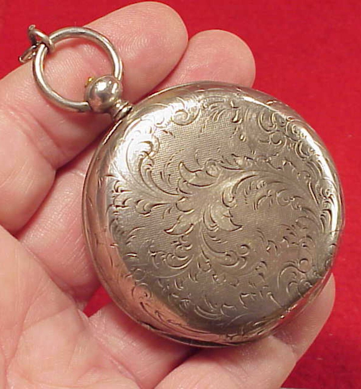 VINTAGE 55MM T JACOT BAT WING RUBY CRAB CLAW CHINESE DUPLEX SILVER POCKET WATCH