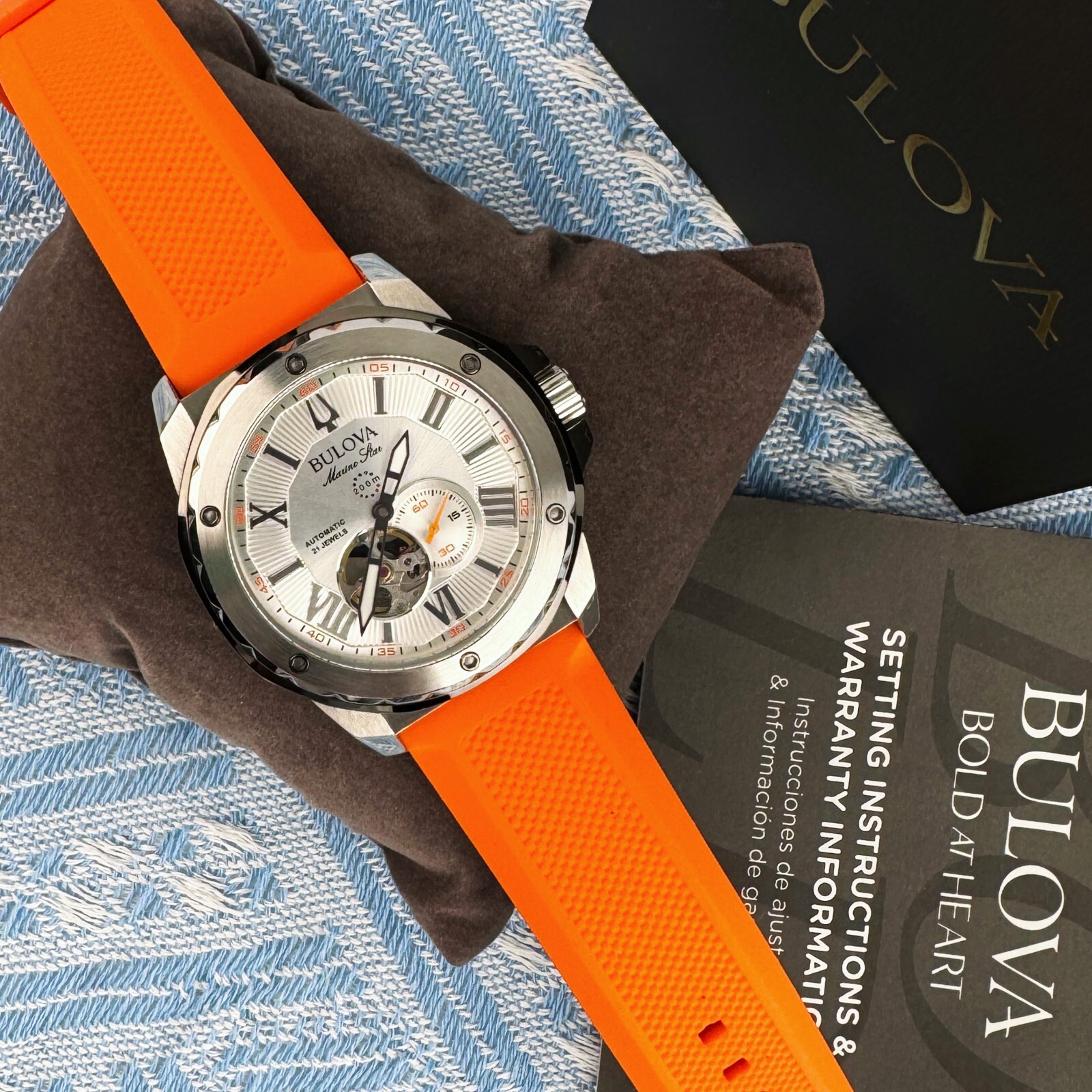 New Bulova Marine Star Automatic Men’s Watch Silver Dial 45mm/98A226