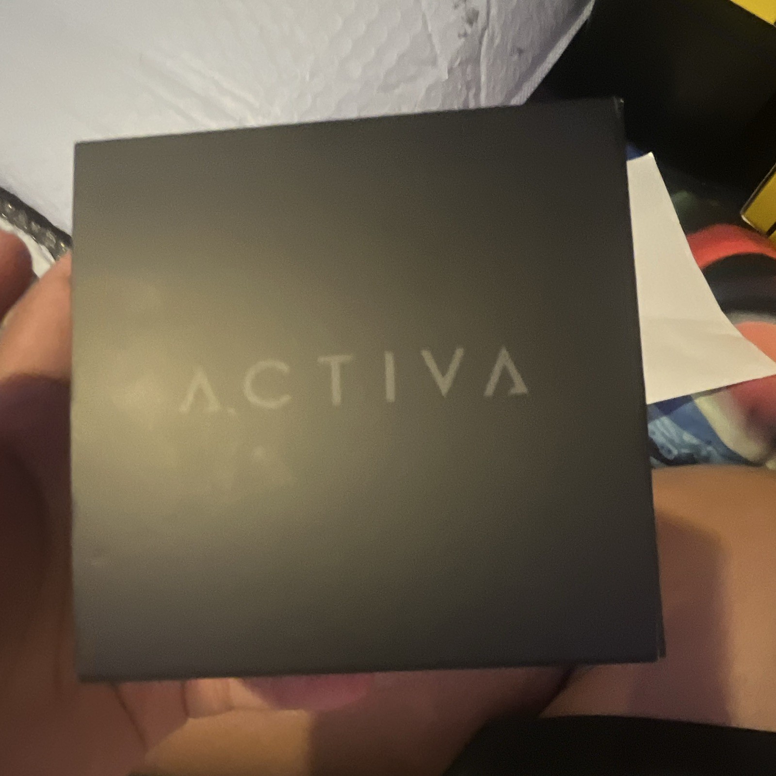 Activa Unisex Quartz Chronograph Tonneau Watch Black Dial White Strap Box