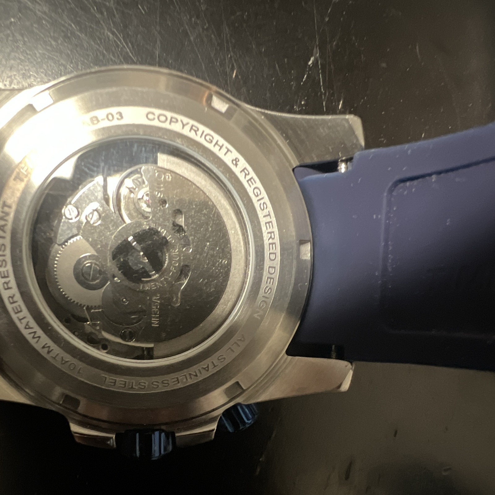 Time Force GMT Men’s Automatic GMT Watch Blue Dial Rubber Strap Date 100m