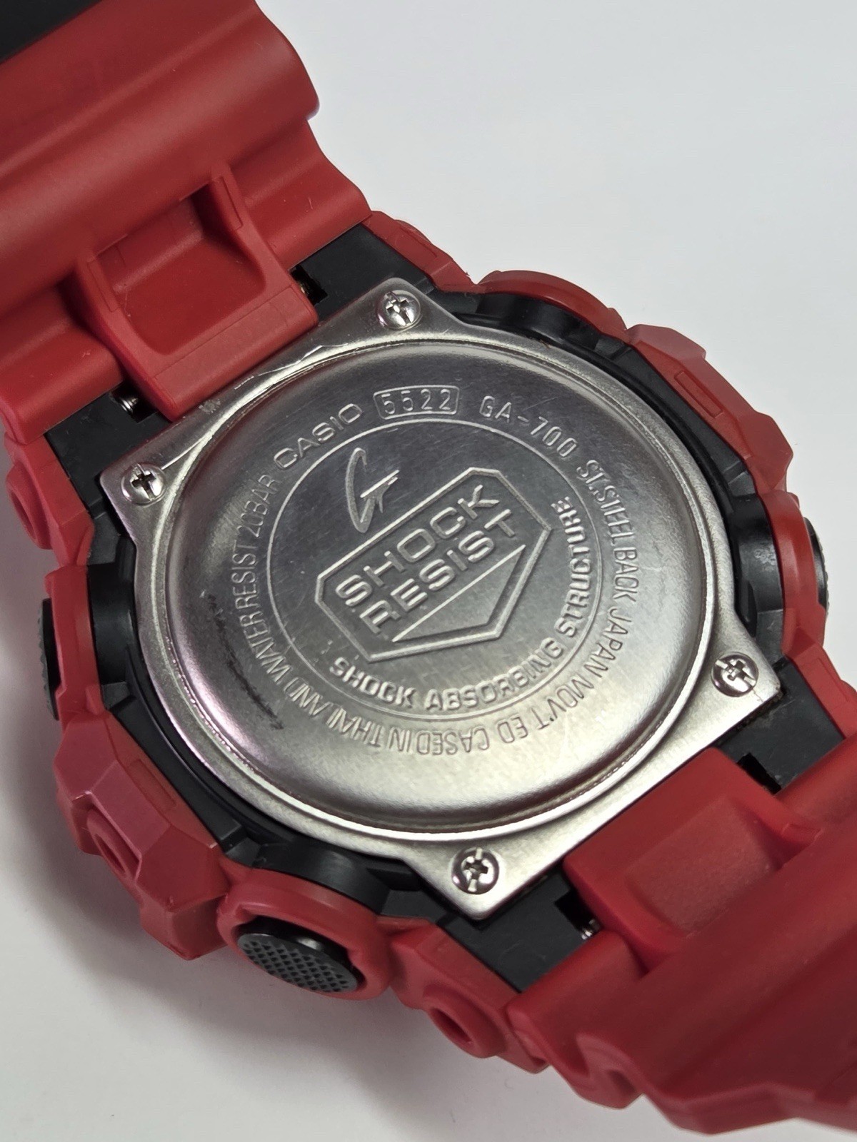 Casio G-Shock GA-700-4A 5522 Red Analog Digital Watch 200M Illuminator Works
