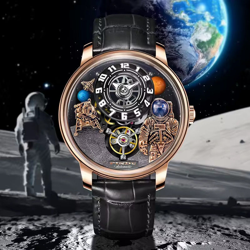 🔥PINDU Men’s Automatic Watch 45.5mm Steel Sapphire Crystal 30M Design PD6630