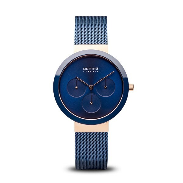 BERING Ceramic Blue or Black Mesh Band Multifunction Watch (40mm or 36mm)