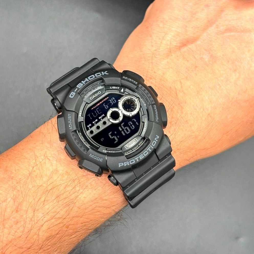Casio G-Shock GD100-1B Black Digital High Brightness World Time 200M Watch NIB