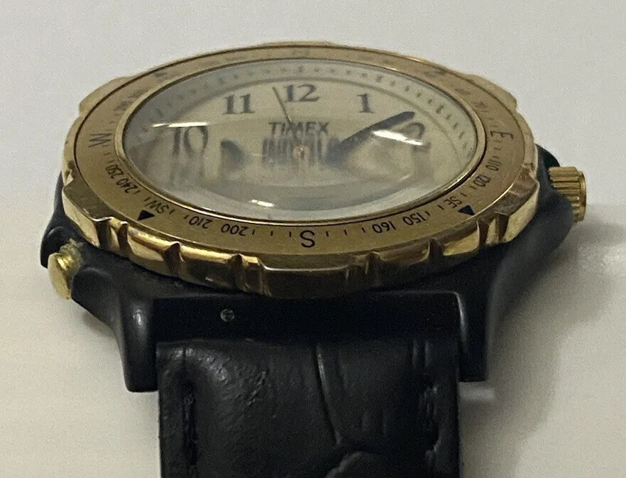 Vintage Timex Indiglo Compass Bezel Gold Tone Philippines Analog Watch🆓🇺🇸🚢