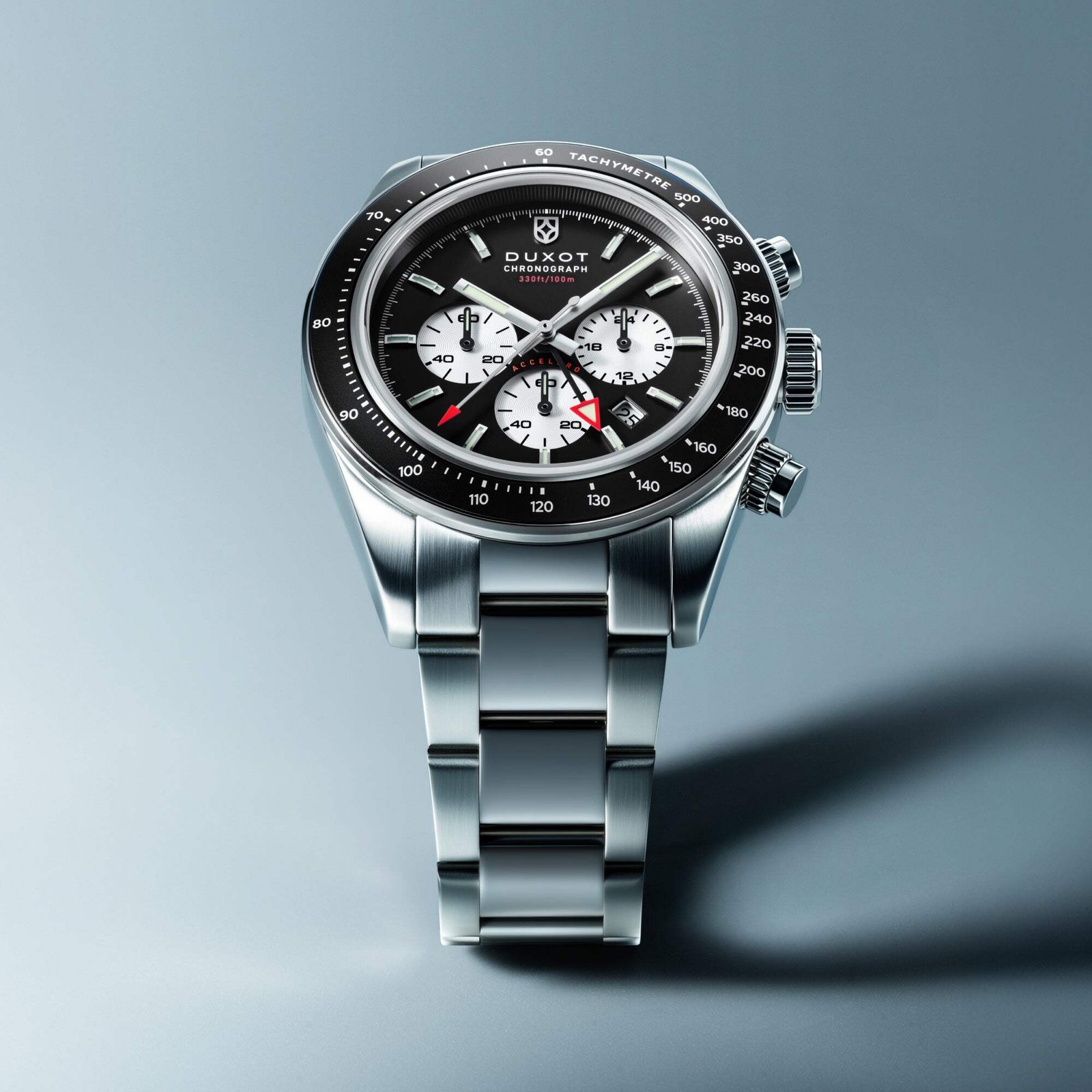 Vitesse Dual Time Chronograph Black / Stainless Steel | Black Dial Wristwatch DX