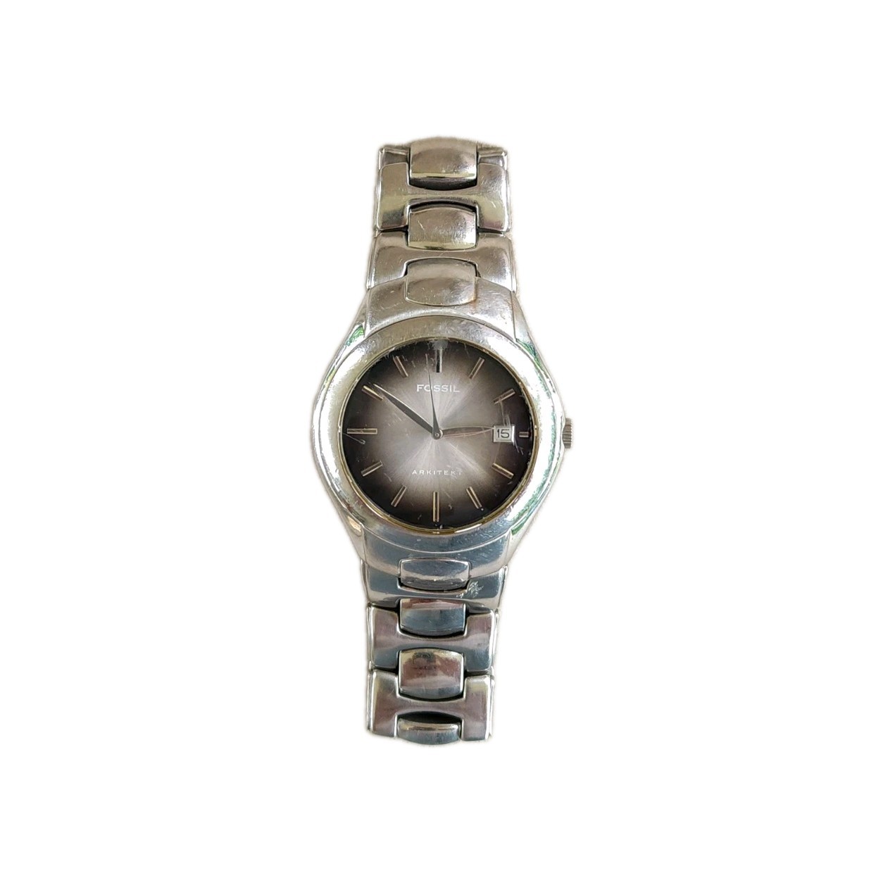 Fossil Arkitekt Watch All Stainless Gradient Dial WR Date FS2903 New Battery 7″