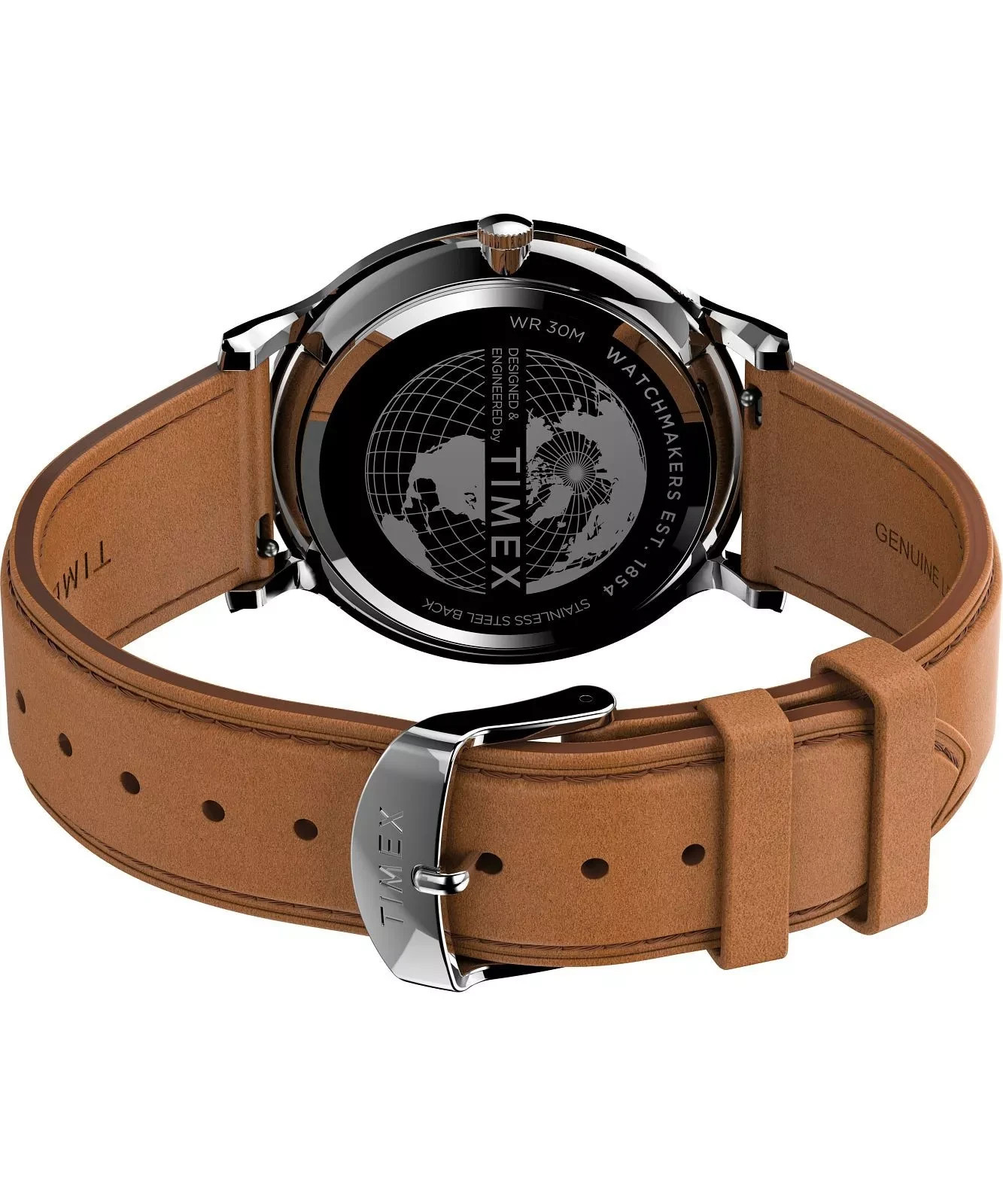 Timex Gallery Men’s Blue Dial Brown Leather Deployment Clasp Watch TW2V43400VQ