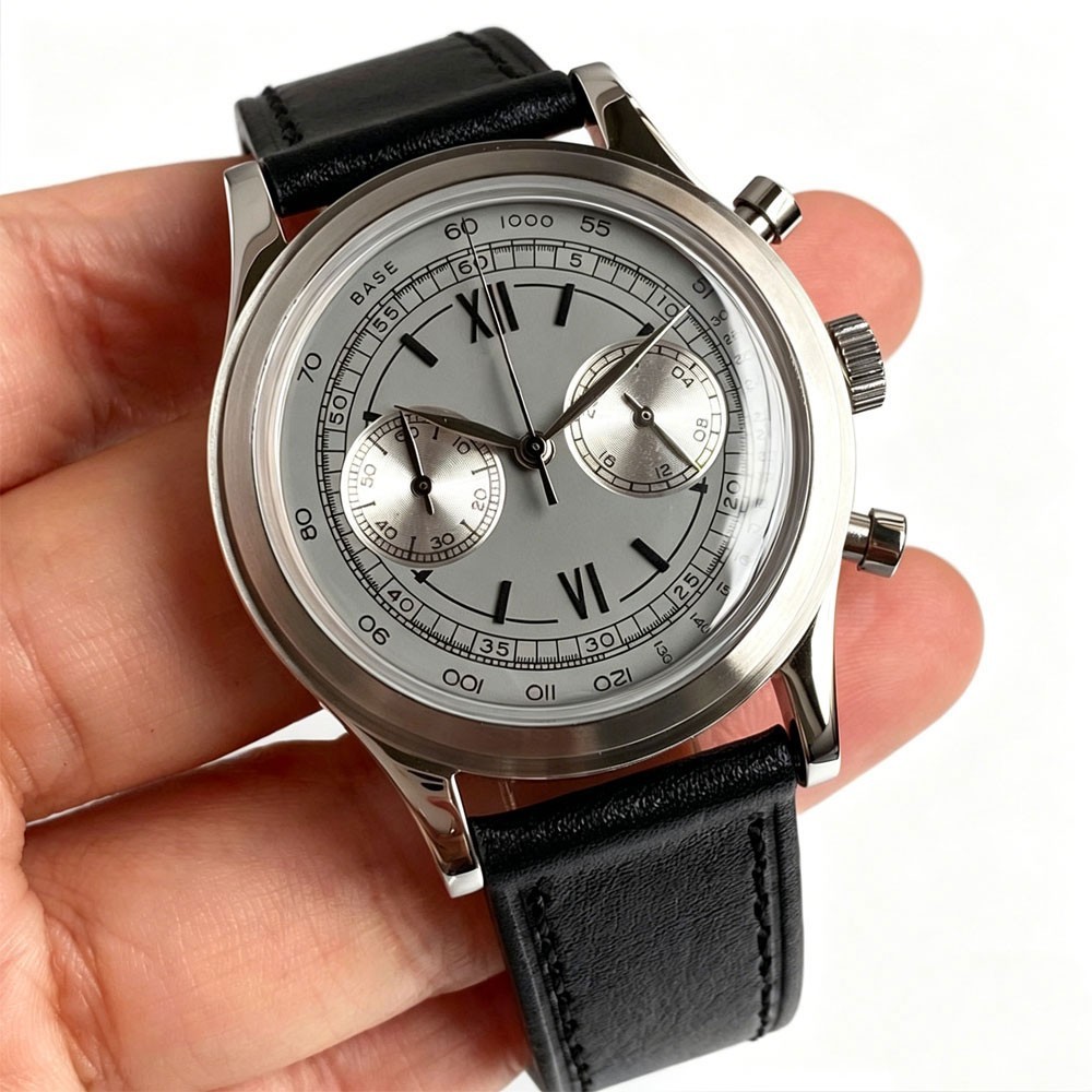 Tandorio 38mm Silver/Rose Gold Quartz Chronograph Vintage Watch For Miyota OS20